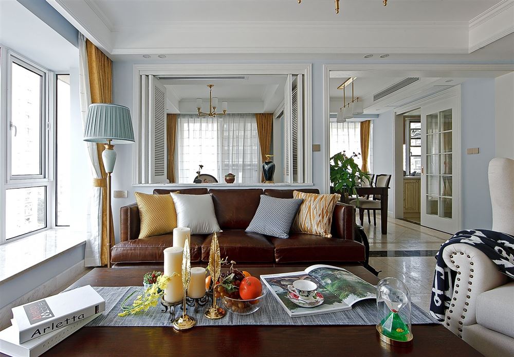 廣州市珠江帝景苑美式風格三居室裝修案例