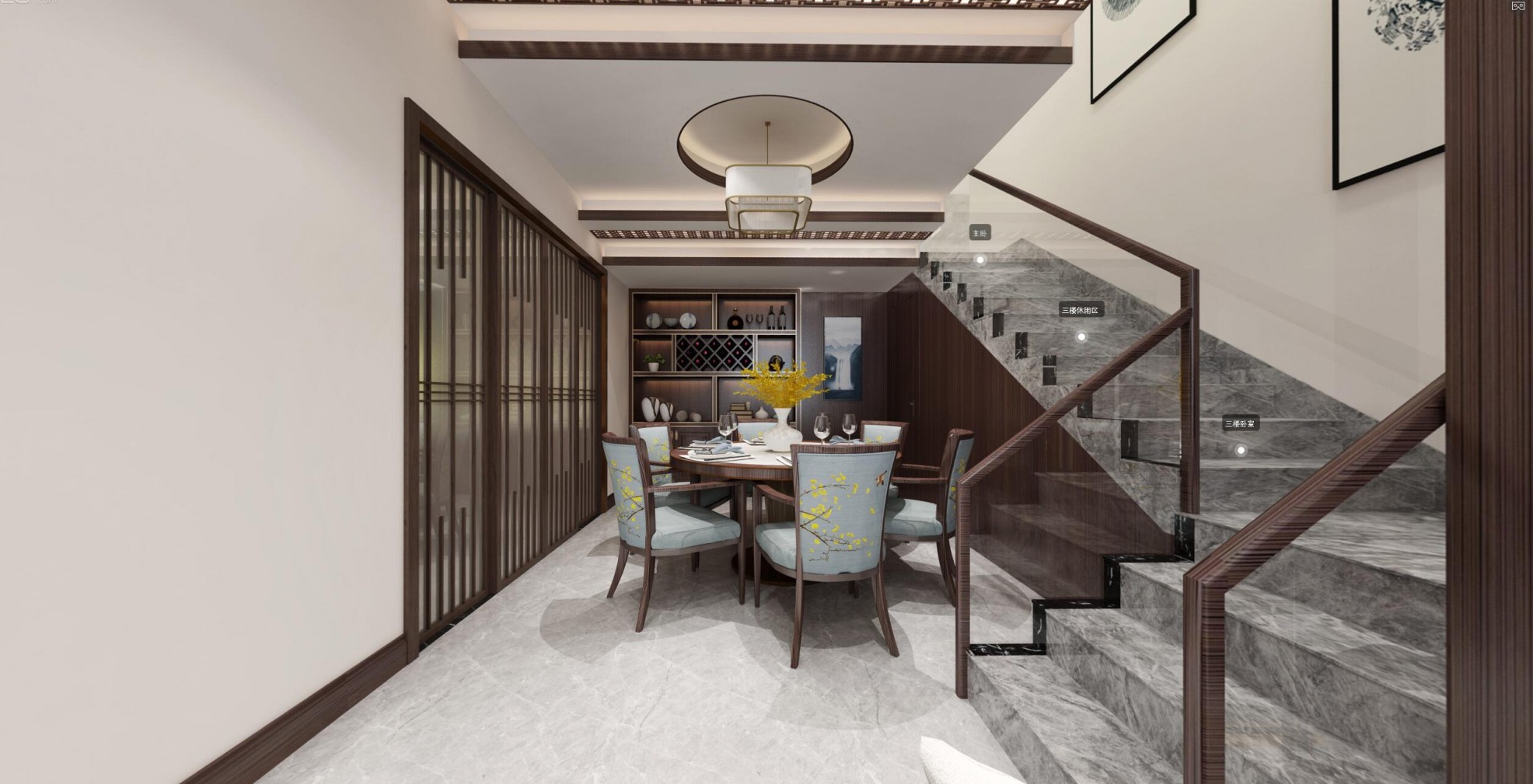 佛山市招商依云國(guó)際新中式風(fēng)格別墅裝修案例