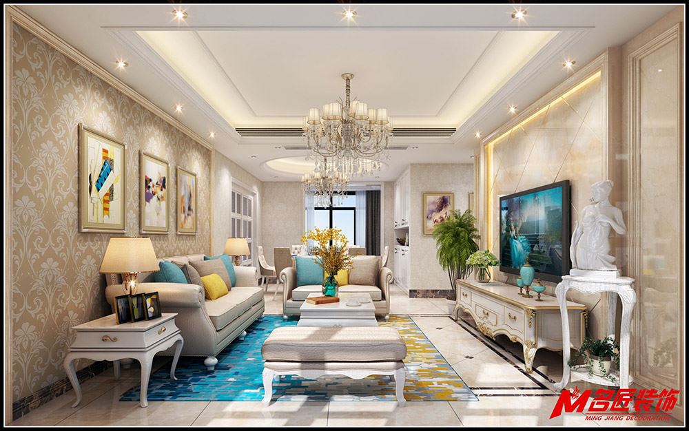 茂名市粵西明珠歐式風格三居室裝修案例