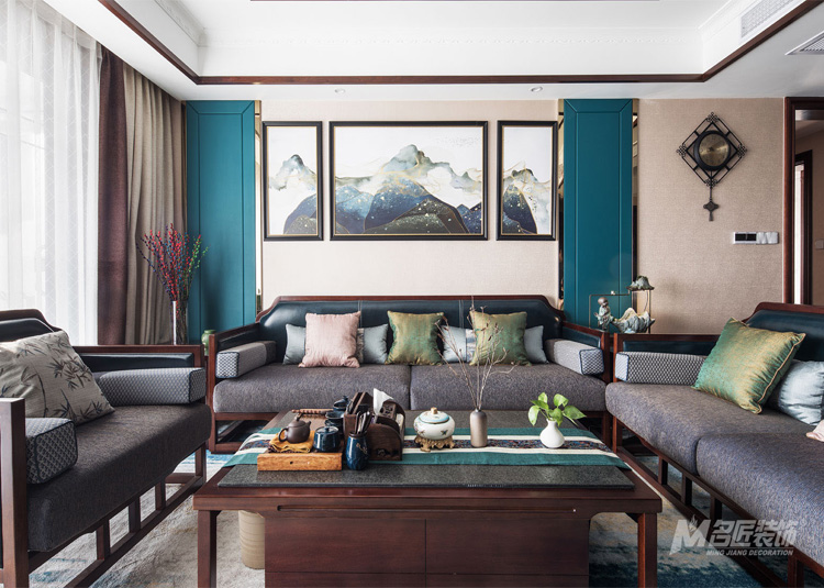 佛山市萬科中駿金域西江新中式風格三居室裝修案例