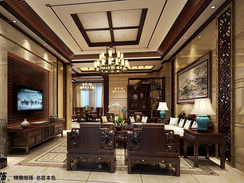 茂名市寶和雅苑新中式風格別墅裝修案例