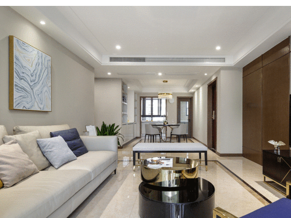 佛山市建投綠地璀璨天城輕奢風格四居室裝修案例