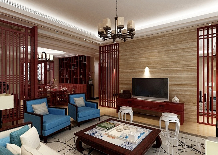 佛山市朝安金茂悅新中式風格四居室裝修案例