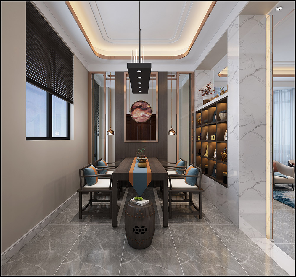 輕奢風格別墅裝修效果圖-格林天成別墅400平米-餐廳