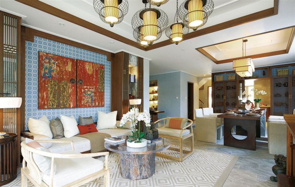 佛山市峰睿公館新中式風格三居室裝修案例