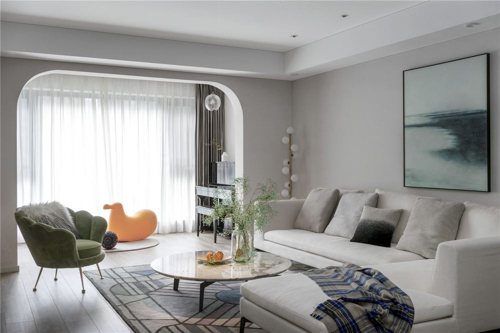 廣州市葛洲壩保利曼城新中式風格三居室裝修案例