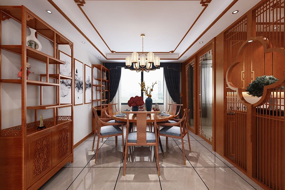 衢州市紫荊花苑新中式風(fēng)格復(fù)式裝修案例