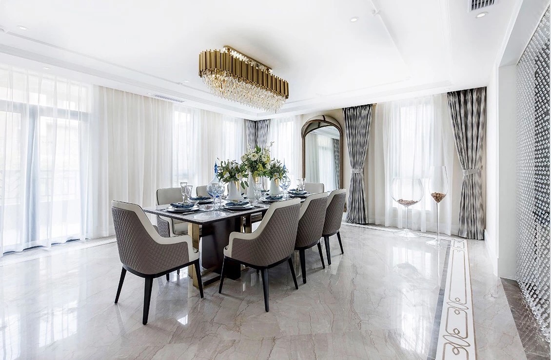 法式輕奢風格家裝設(shè)計室內(nèi)裝修效果圖-餐廳