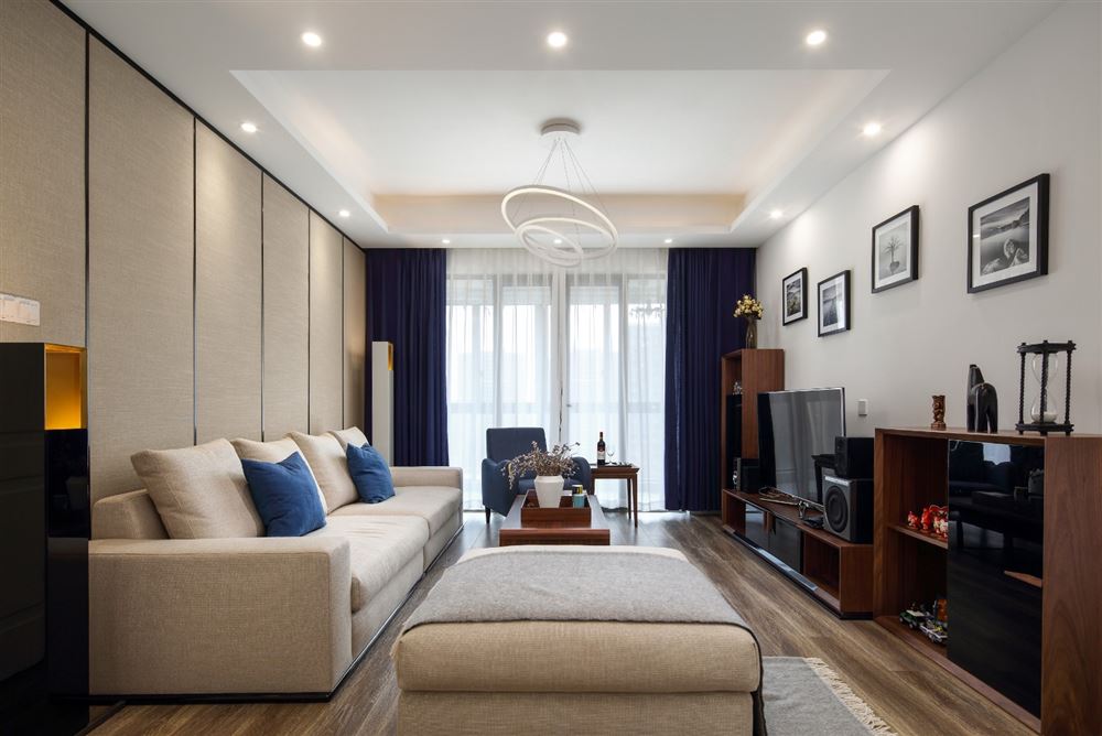 廣州市南沙保利城新中式風格三居室裝修案例