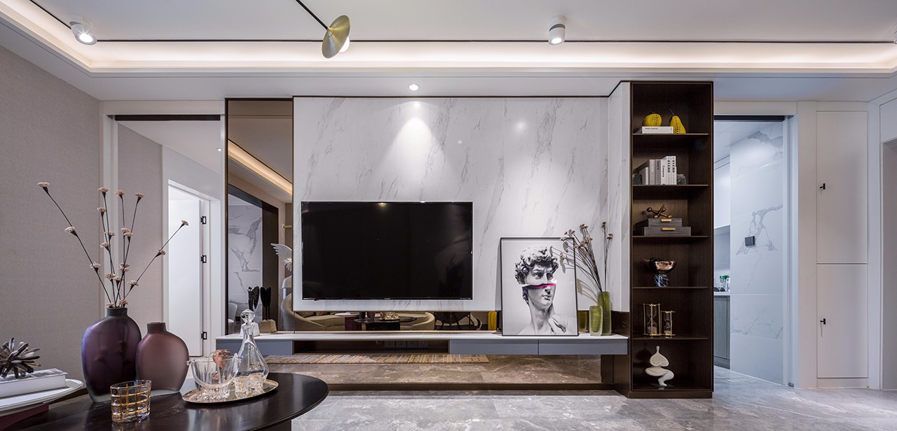 裝修案例現(xiàn)代輕奢風格室內裝修效果圖-客廳