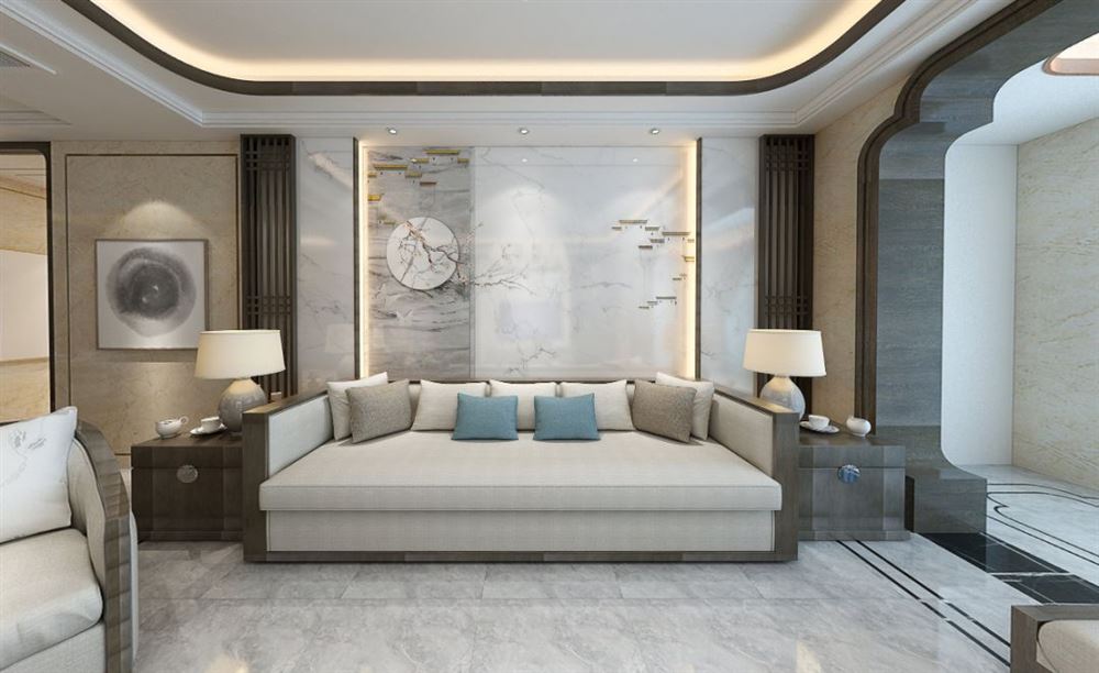 廣州市新世界花園新中式風(fēng)格四居室裝修案例