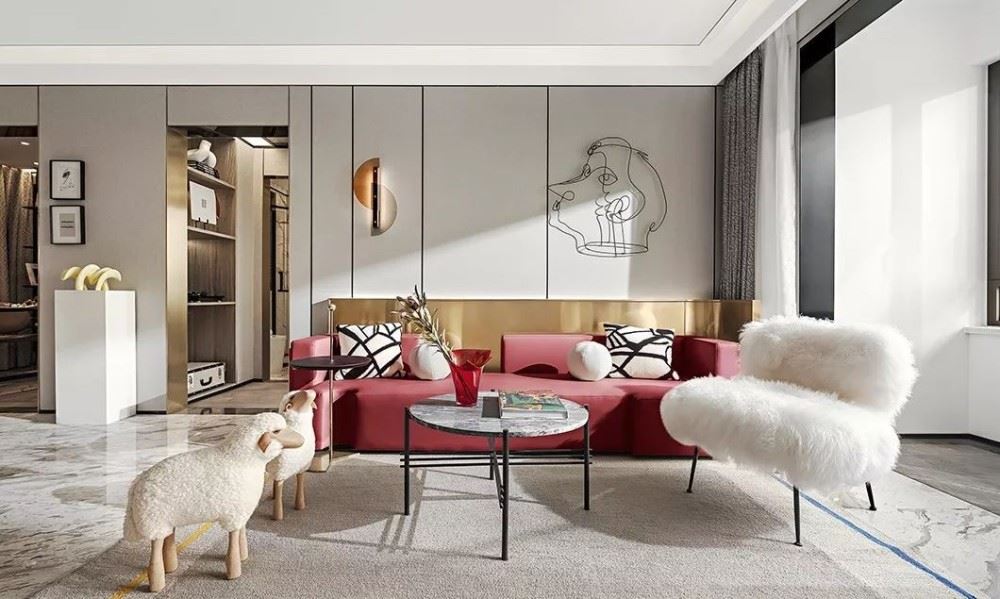 江門市陽光新城輕奢風格三居室裝修案例