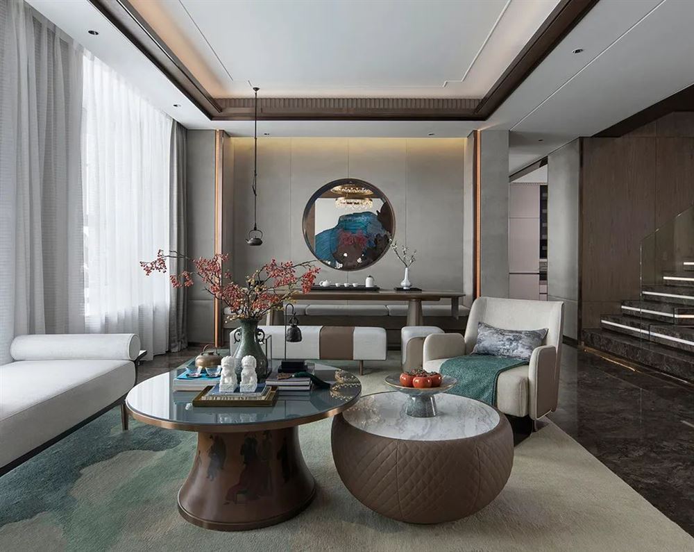 廣州市中海花灣壹號新中式風格復式裝修案例