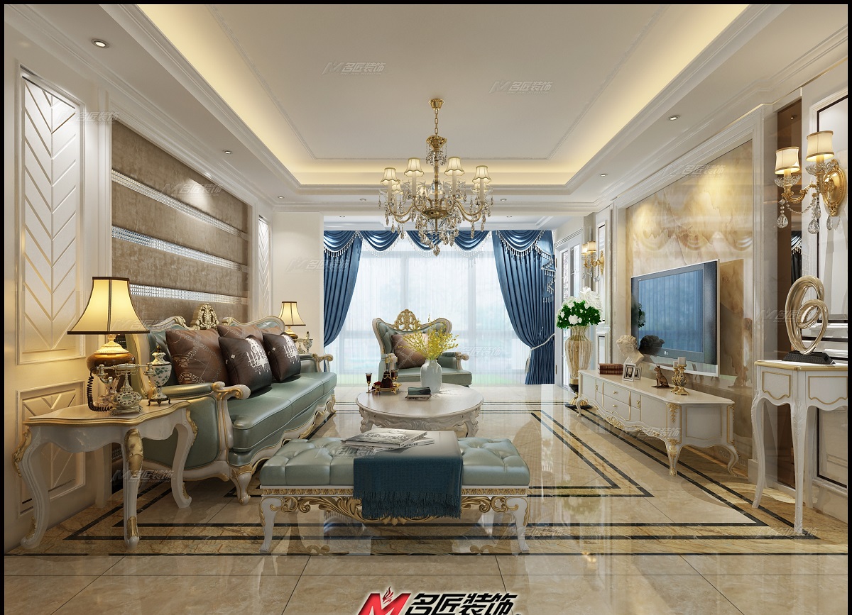 佛山市復地公園和光歐式風格四居室裝修案例