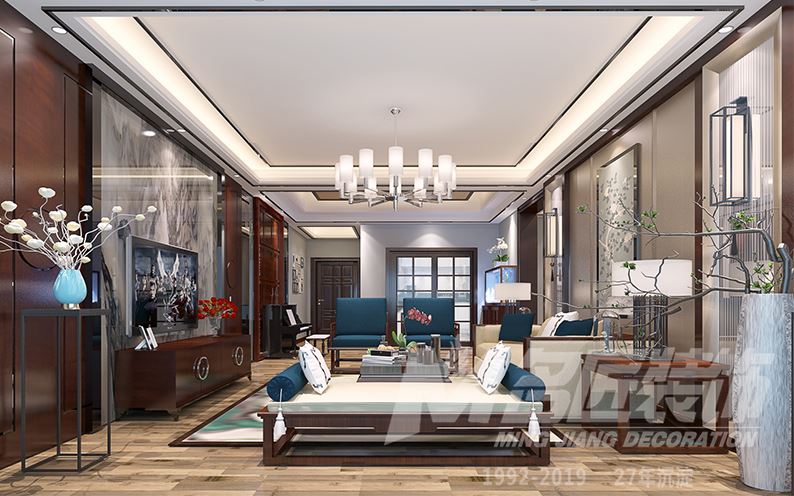 佛山市保利維塔新中式風格三居室裝修案例