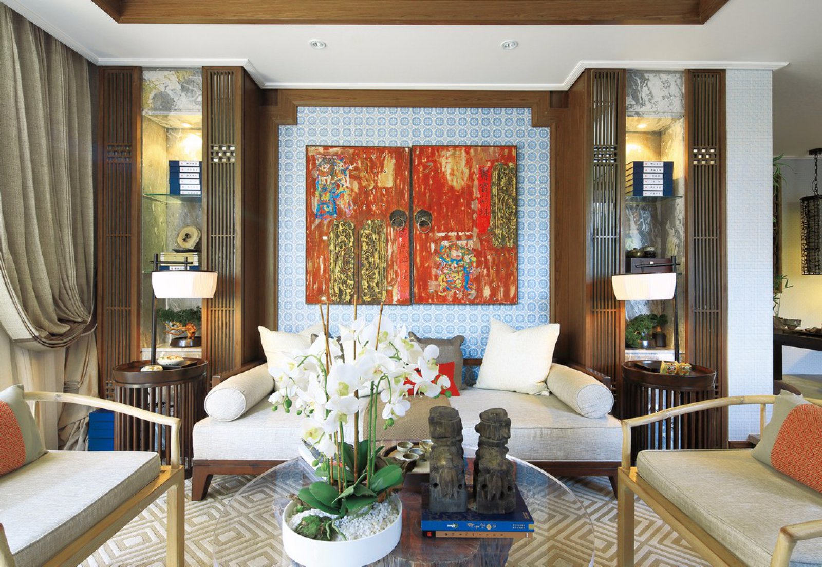 裝修公司中式風格室內(nèi)裝修效果圖-客廳