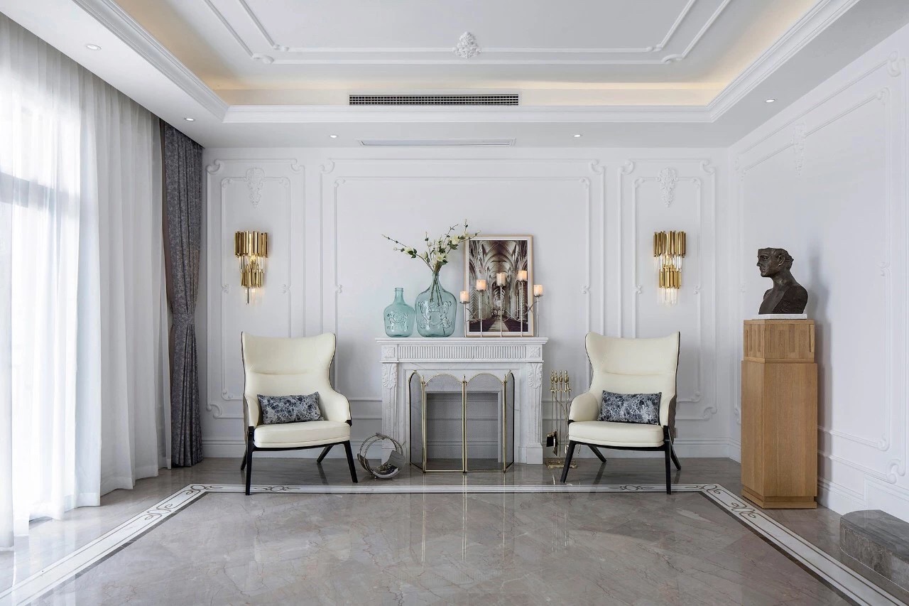 法式輕奢風格家裝設(shè)計室內(nèi)裝修效果圖-會客廳