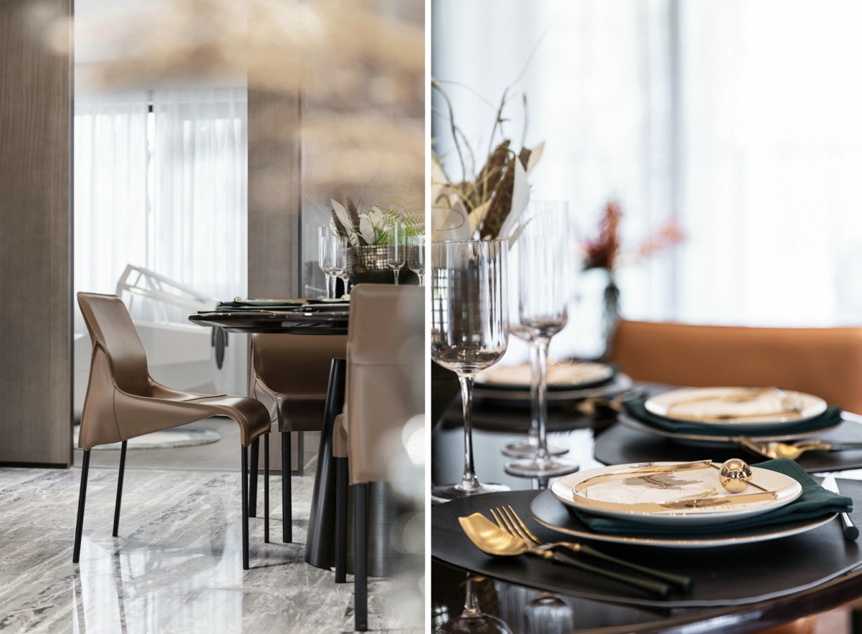 現(xiàn)代輕奢風(fēng)格室內(nèi)設(shè)計(jì)家裝案例-餐廳餐桌