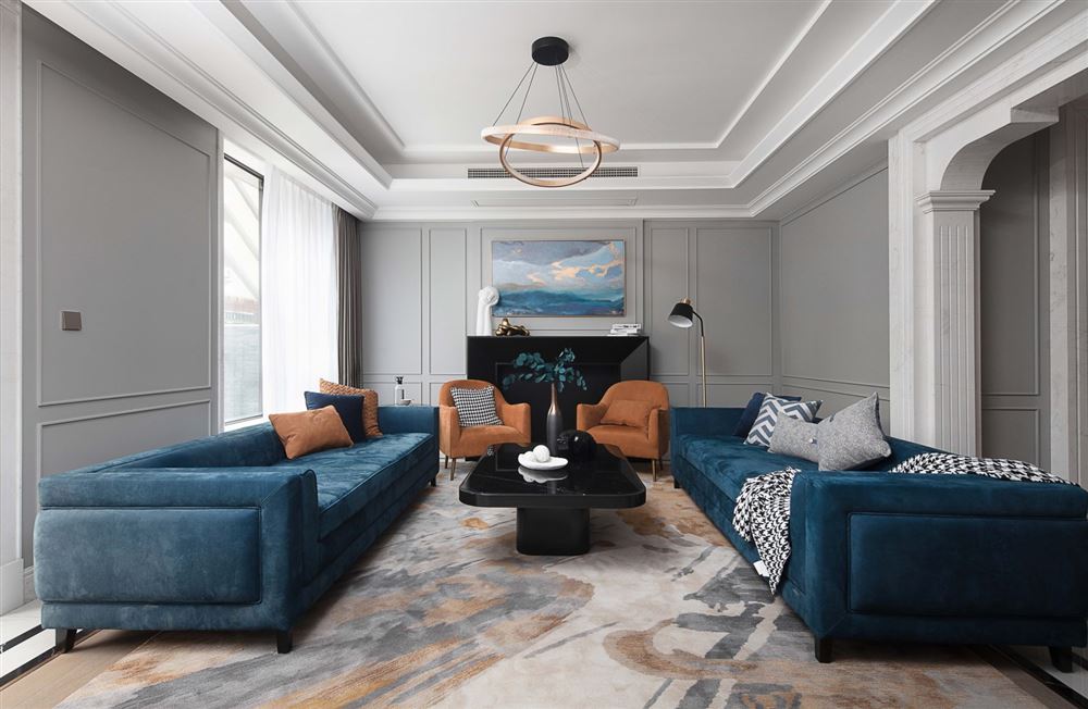 廣州市遠洋招商保利東灣輕奢風格三居室裝修案例