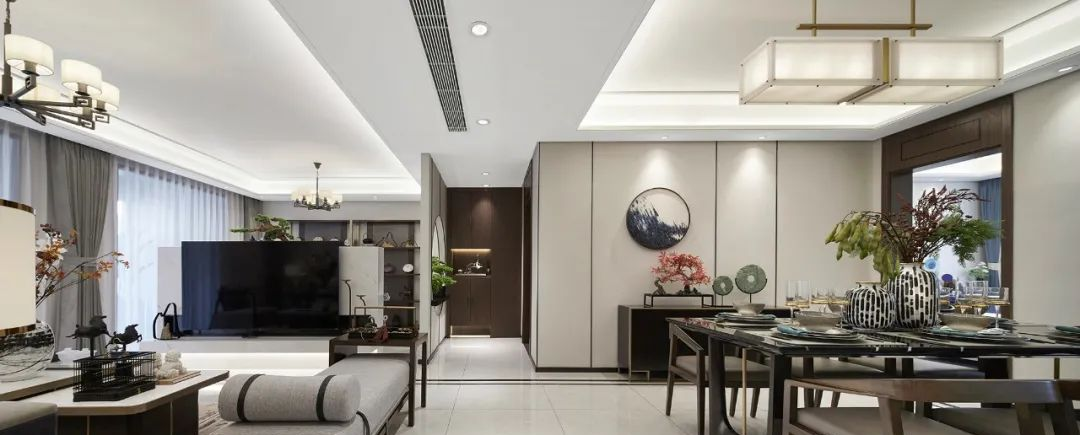 現(xiàn)代新中式風格室內(nèi)設(shè)計家裝案例-客餐廳