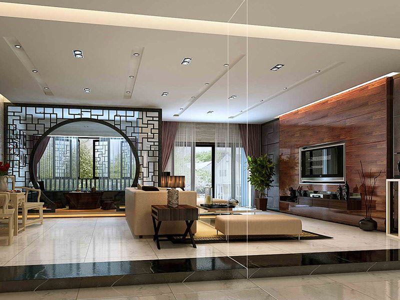 佛山市保利清能和府新中式風格別墅裝修案例