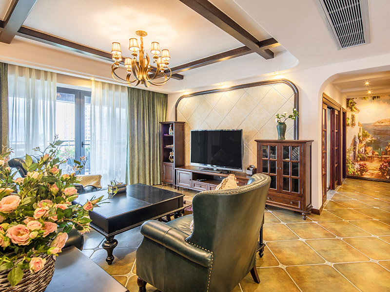 佛山市美的半島莊園美式風格三居室裝修案例