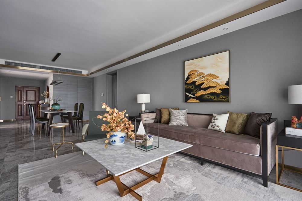 江門市世茂碧海銀湖新中式風格三居室裝修案例