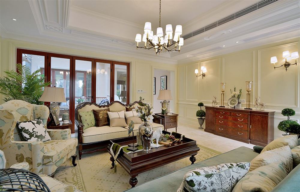 汕頭市譽(yù)海岸雅園美式風(fēng)格三居室裝修案例