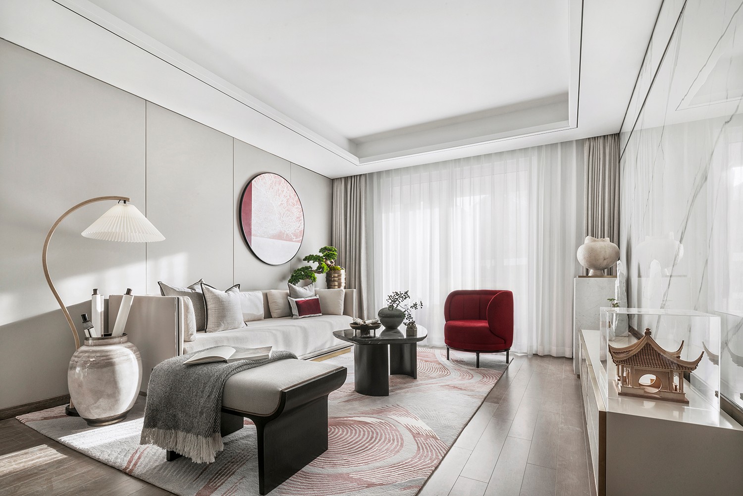 簡歐輕奢風格家裝設計室內裝修效果圖-客廳