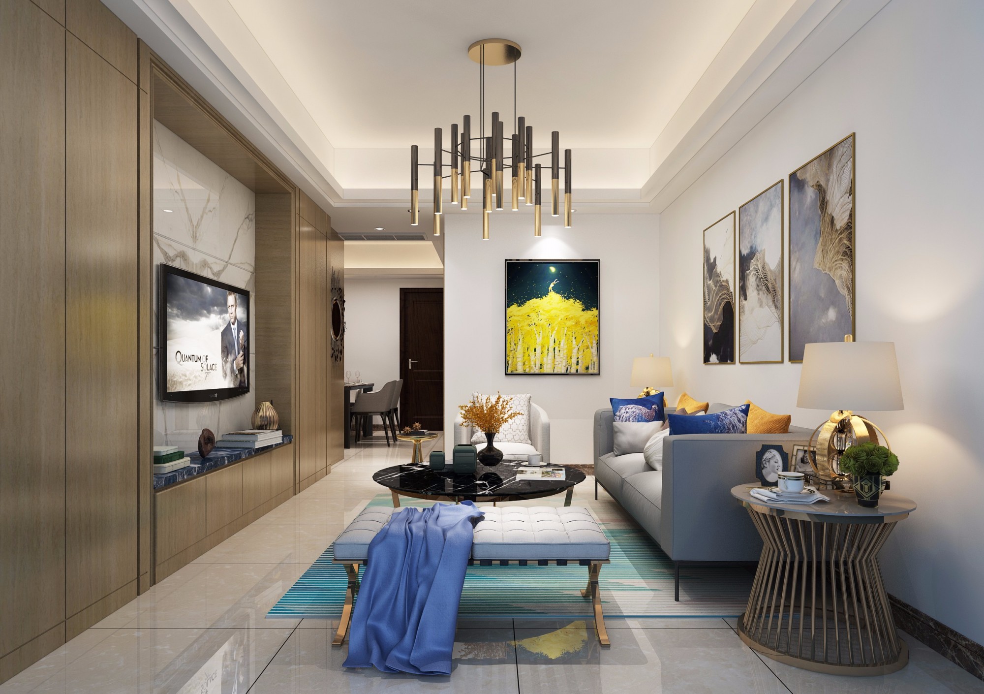 嘉興市金洲海景現(xiàn)代簡(jiǎn)約風(fēng)格三居室裝修案例