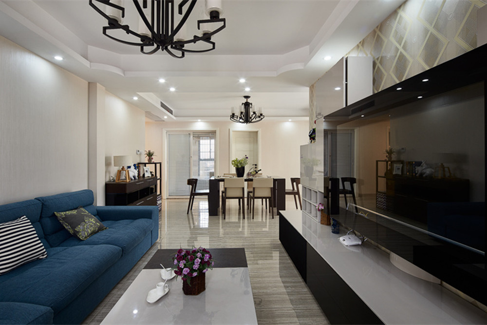 嘉興市合景天峻現代簡約風格三居室裝修案例