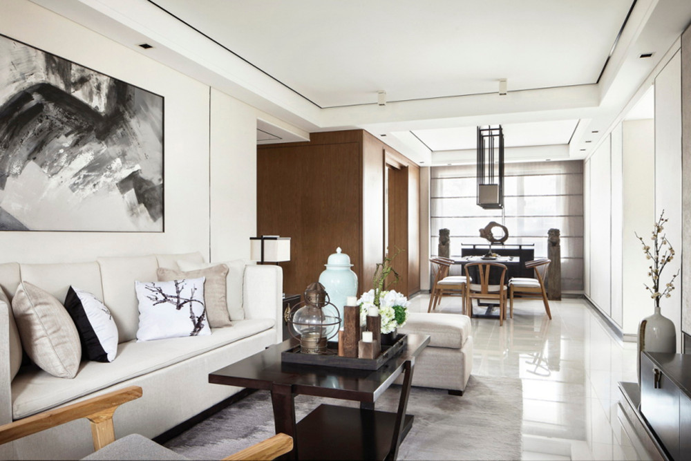 廣州市金融街融穗華府新中式風(fēng)格三居室裝修案例