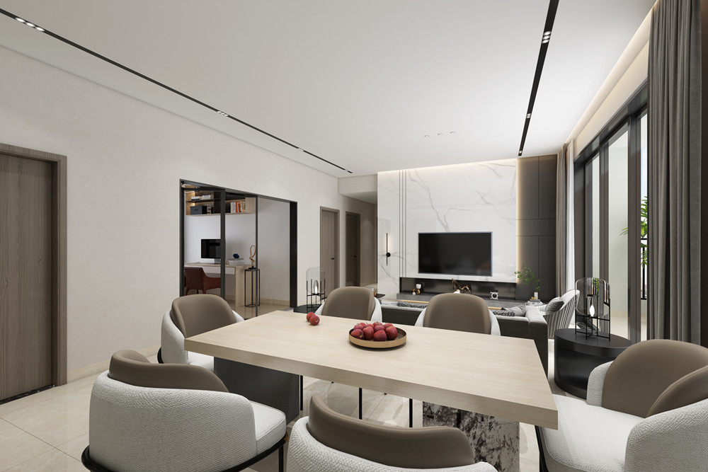 中山市萬科柏悅灣現代簡約風格三居室裝修案例