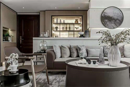 梧州市榜山三級45號住宅樓新中式風格三居室裝修案例