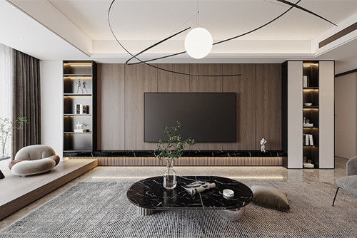 德陽市香港花園輕奢風格三居室裝修案例