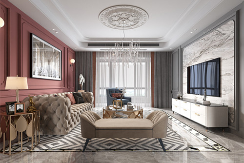 淮安市紅日金城輕奢風格三居室裝修案例