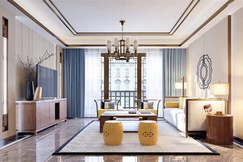 泰州市濱江新區富陽社區二區新中式風格四居室裝修案例