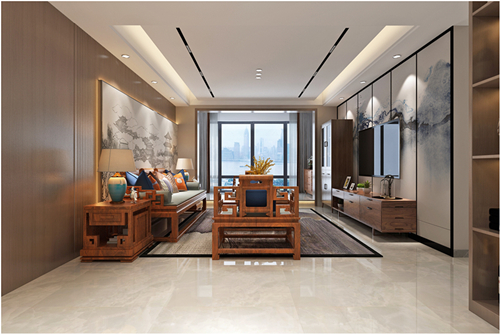 百色市商業局宿舍新中式風格三居室裝修案例