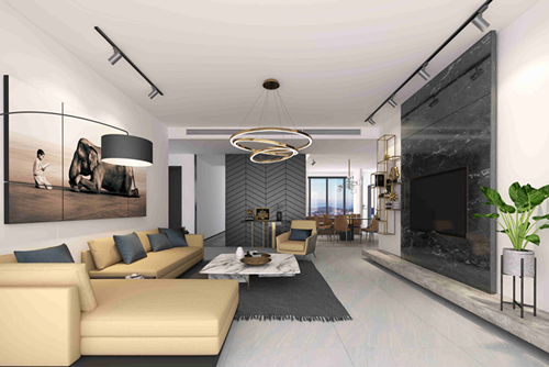 海口市銘盛檀香洲現代簡約風格四居室裝修案例