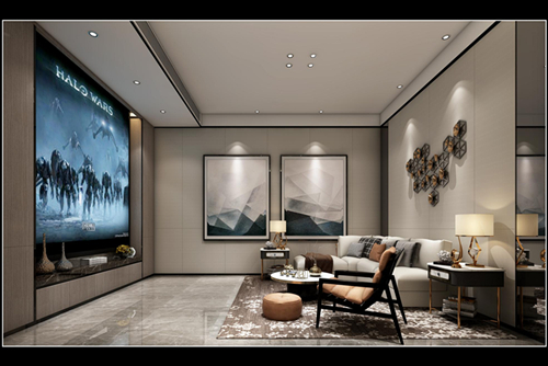 海口市銘盛檀香洲現代風格平層裝修案例