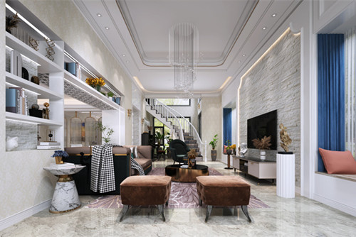 中山市正邦華顥豪庭新中式風格別墅裝修案例