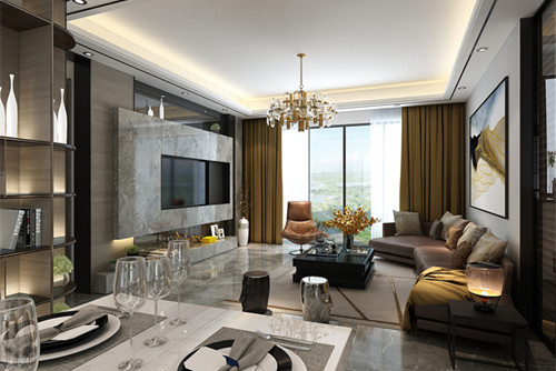 中山市保利天匯輕奢風格四居室裝修案例