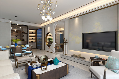 中山市皓玥花園新中式風(fēng)格四居室裝修案例