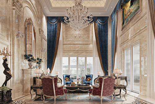 海口市羅牛山玖悅臺歐式風格別墅裝修案例